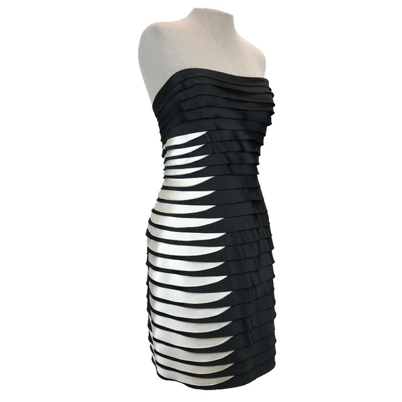 BCBGMaxAzria Layered Ruffle Strapless Dress 10 - Picture 1 of 3